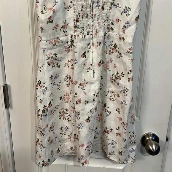 Reformation Sanford Linen Dress Size 4 White Floral - Picture 7 of 10